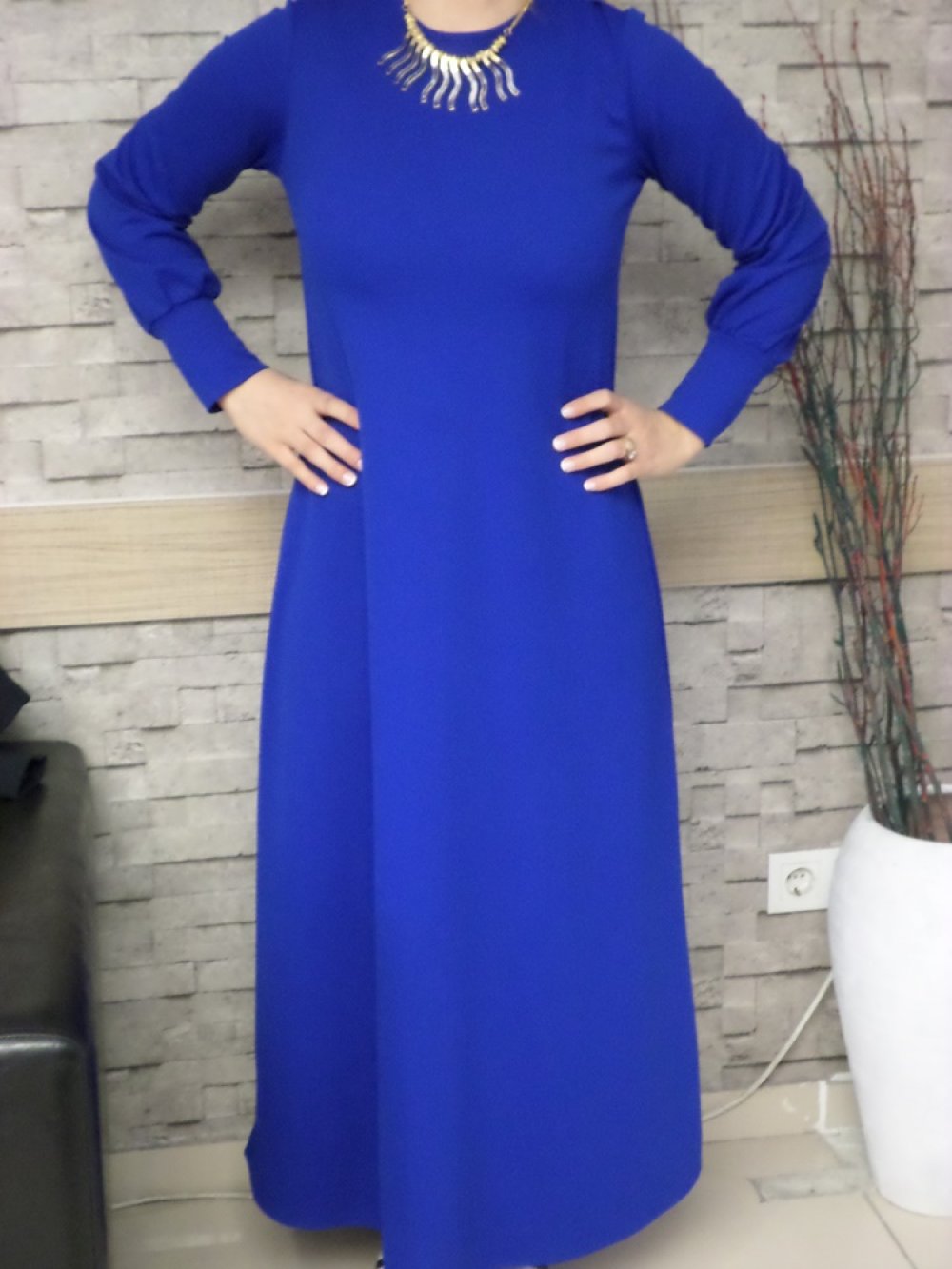 SIRTI FERMUARLI KOLYELİ ELBİSE