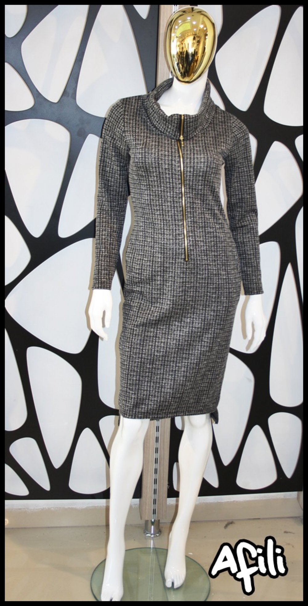  FERMUARLI MENDİL YAKA ELBİSE