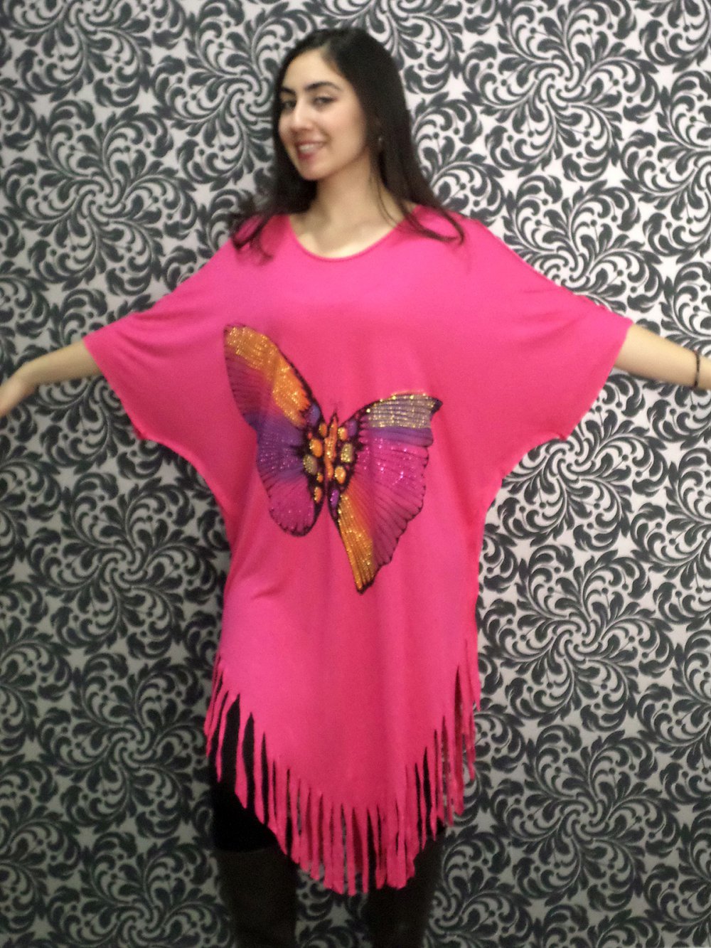 ÖNÜ TAŞLI KELEK BASKILI PANÇO