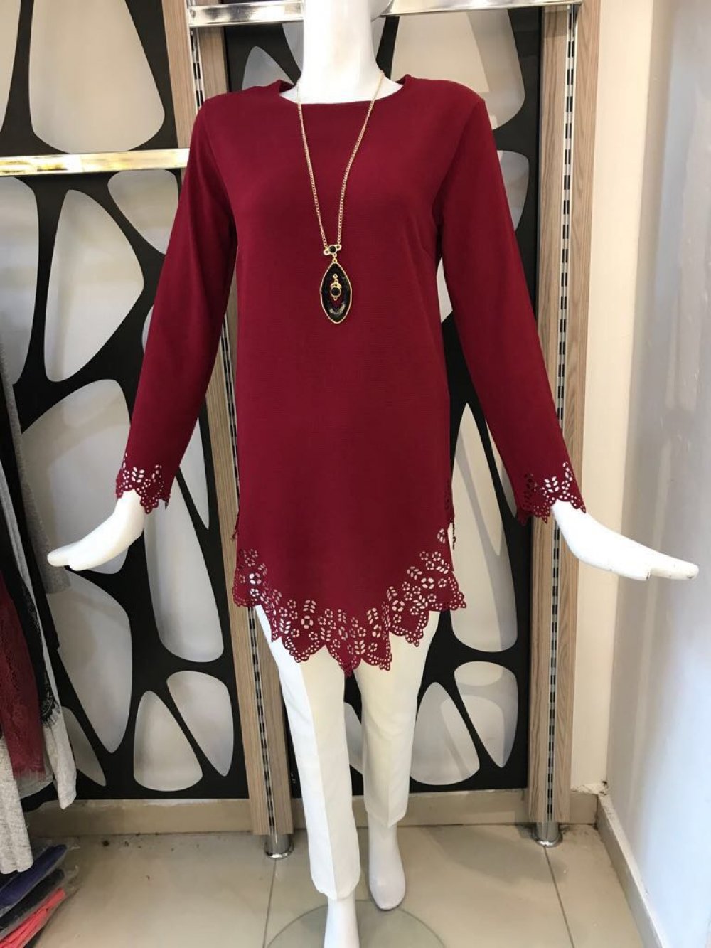 LAZER KESİMLİ KOLYELİ TAKIM